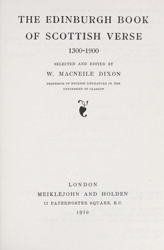 Cover for The Edinburgh book of Scottish verse, 1300-1900.