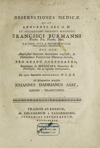 Cover for Observationes medicae
