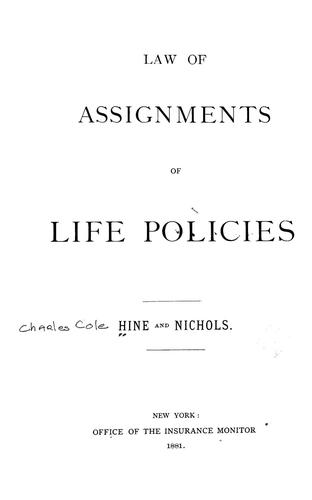 Cover for Law of assignments of life policies
