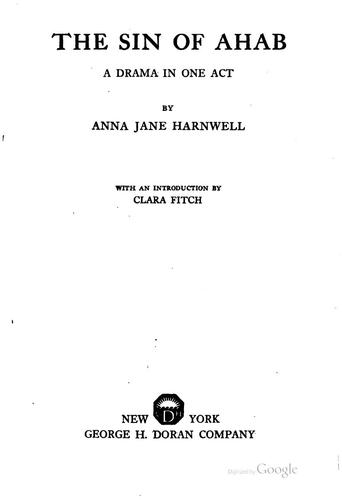 Cover for The Sin of Ahab: A Drama in One Act