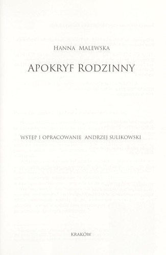 Cover for Apokryf rodzinny