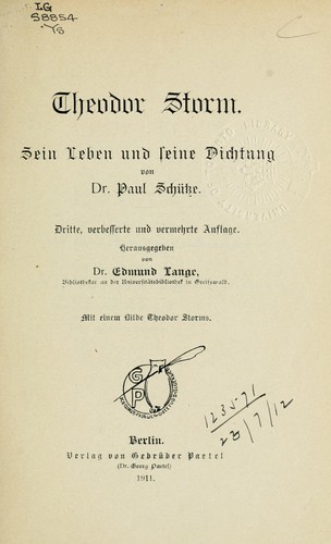 Cover for Theodor Storm