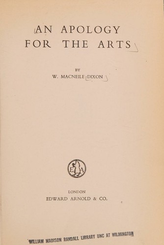 Cover for An apology for the arts