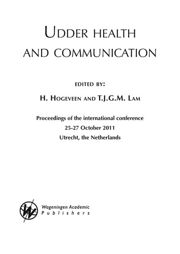 Cover for Udder Health and Communication