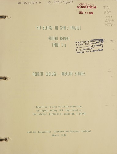 Cover for Annual report Tract C-a