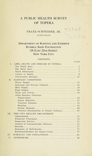 Cover for A public health survey of Topeka
