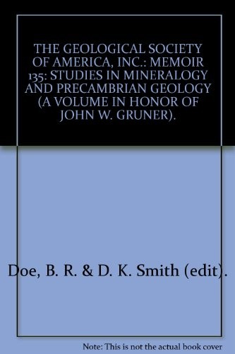 Cover for Studies in mineralogy and Precambrian geology.