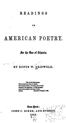 Cover for Readings in American poetry