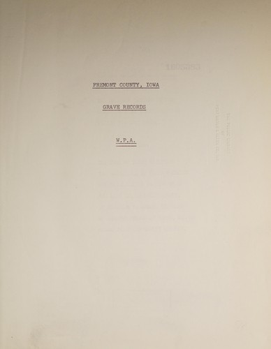 Cover for Fremont County, Iowa, graves registration