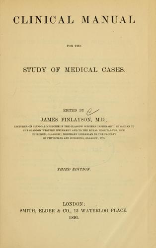 Cover for Clinical manual for the study of medical cases