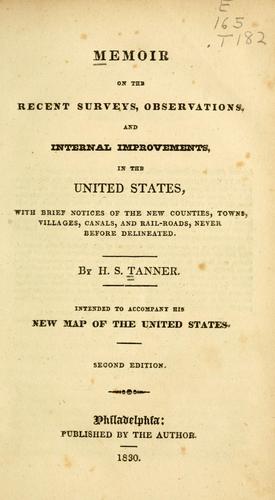 Cover for Memoir on the recent surveys, observations, and internal improvements, in the United States