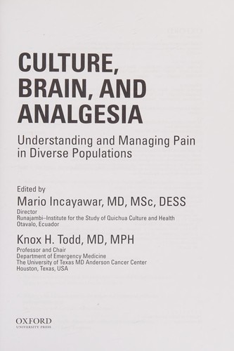 Cover for Culture, brain, and analgesia