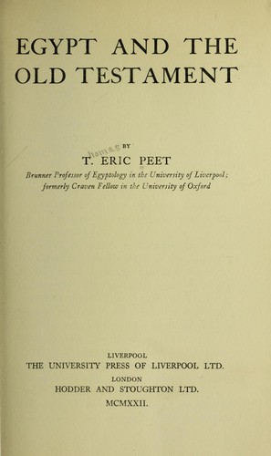 Cover for Egypt and the Old Testament