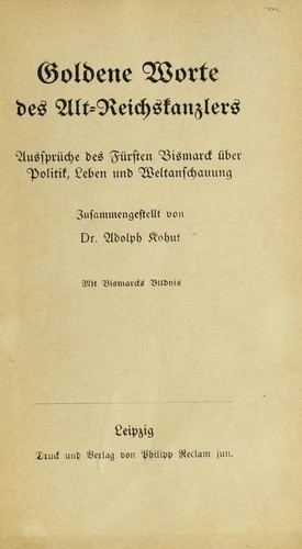 Cover for Golden Wörte des Alt-Reichskanzlers
