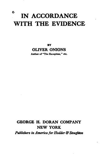 Cover for In accordance with the evidence