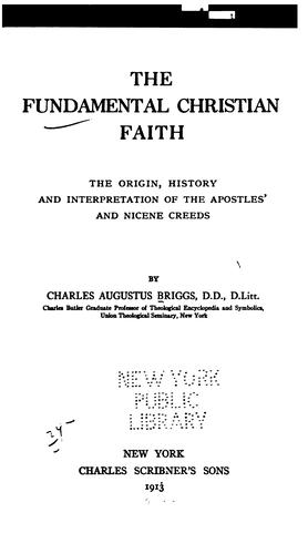 Cover for The fundamental Christian faith