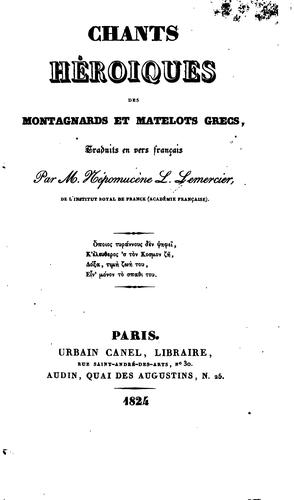 Cover for Chants héroïques des montagnards et matelots grecs