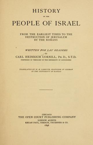 Cover for History of the people of Israel, from the earliest times to the destruction of Jerusalem by the Romans