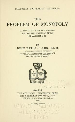 Cover for The problem of monopoly