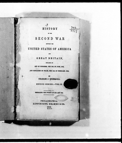 Cover for History of the second war between the United States of America, and Great Britain