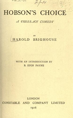 Cover for Hobson's choice