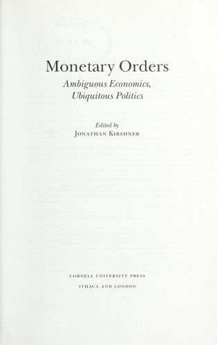 Cover for Monetary orders