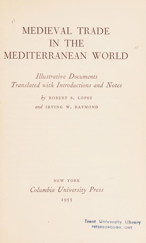 Cover for Medieval trade in the Mediterranean world.