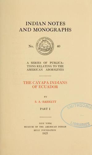Cover for The Cayapa Indians of Ecuador