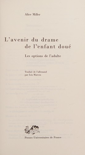 Cover for L'Avenir du drame de l'enfant doué