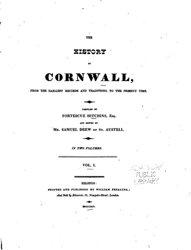Cover for The History of Cornwall