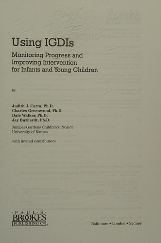 Cover for Individual growth and development indicators