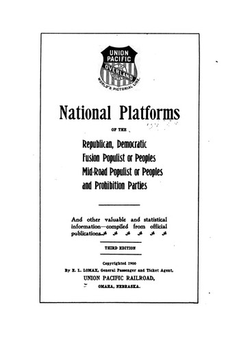 Cover for National platforms of the Republican, Democratic, Fusion populist or Peoples, Mid-road populist or Peoples, and Prohibition parties