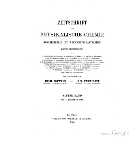 Cover for Zeitschrift Fur Physikalische Chemie