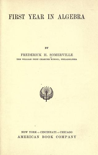 Cover for First year in algebra