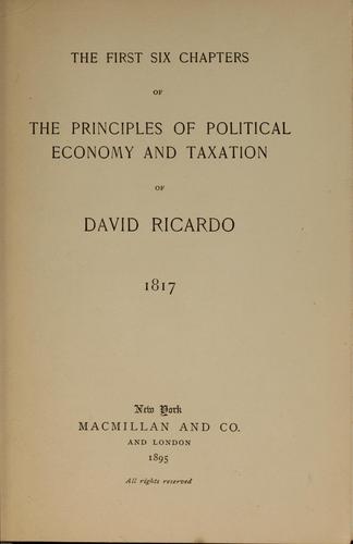 Cover for The first six chapters of the Principles of political economy and taxation of David Ricardo, 1817