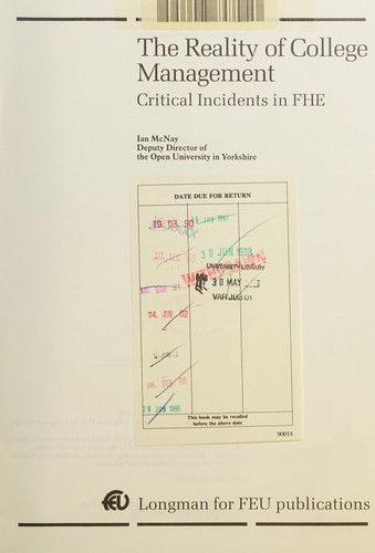 Cover for Reality of College Management (Further Education Unit)