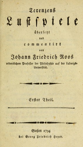 Cover for Terenzens Lustspiele