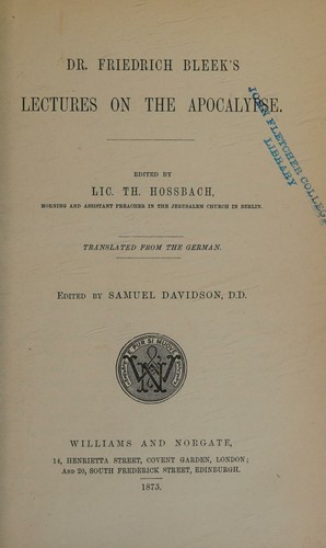 Cover for Lectures on the Apocalypse