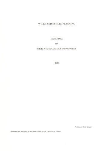 Cover for Materials on wills and succession to property