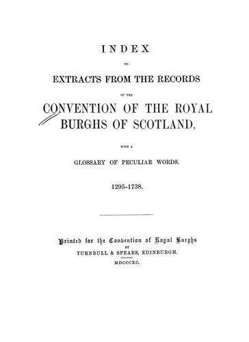 Cover for Index to extracts from the records of the Convention of the Royal Burghs of Scotland
