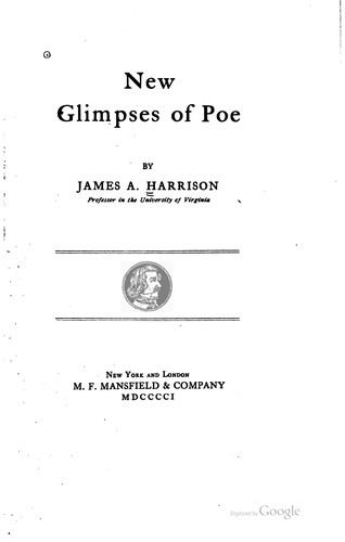 Cover for New glimpses of Poe