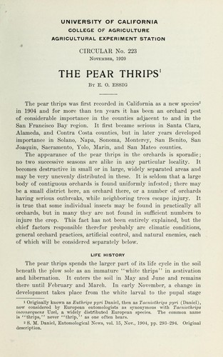 Cover for The pear thrips