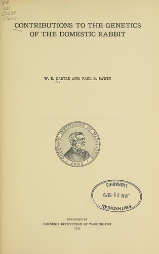 Cover for Contributions to the genetics of the domestic rabbit