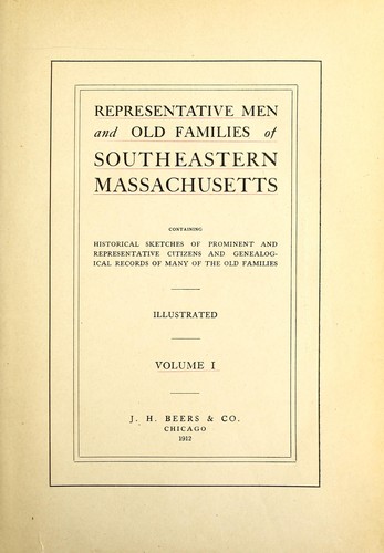 Cover for Representative men and old families of southeastern Massachusetts