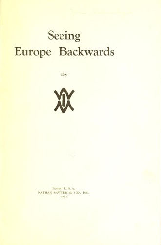 Cover for Seeing Europe backwards
