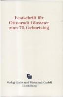 Cover for Festschrift für Ottoarndt Glossner zum 70. Geburtstag