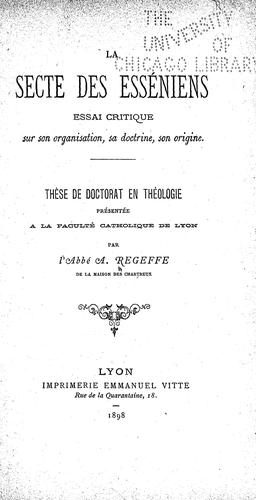 Cover for La secte des esséniens