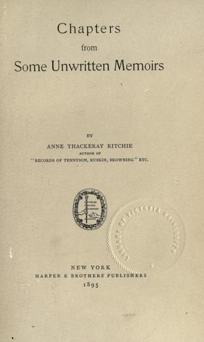 Cover for Chapters from some unwritten memoirs