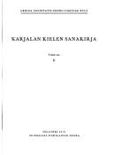 Cover for Karjalan kielen sanakirja (Lexica Societatis Fenno-Ugricae)