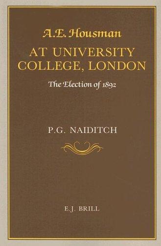 Cover for A.E. Housman at University College London